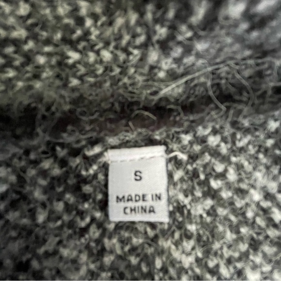 CYRUS Windowpain Long Open Cardigan Sweater Coat Grey S - Picture 8 of 9
